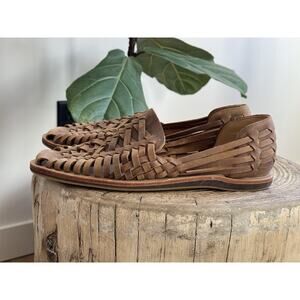 Nisolo Men’s Huarache Sandals Woven Leather Tobacco Brown 9.5 Slip On